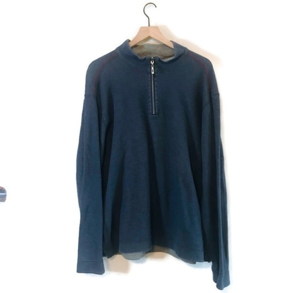 Tommy Bahama Flipshore Half-Zip Reversible Sweatshirt Blue Gray Mens size XXL
